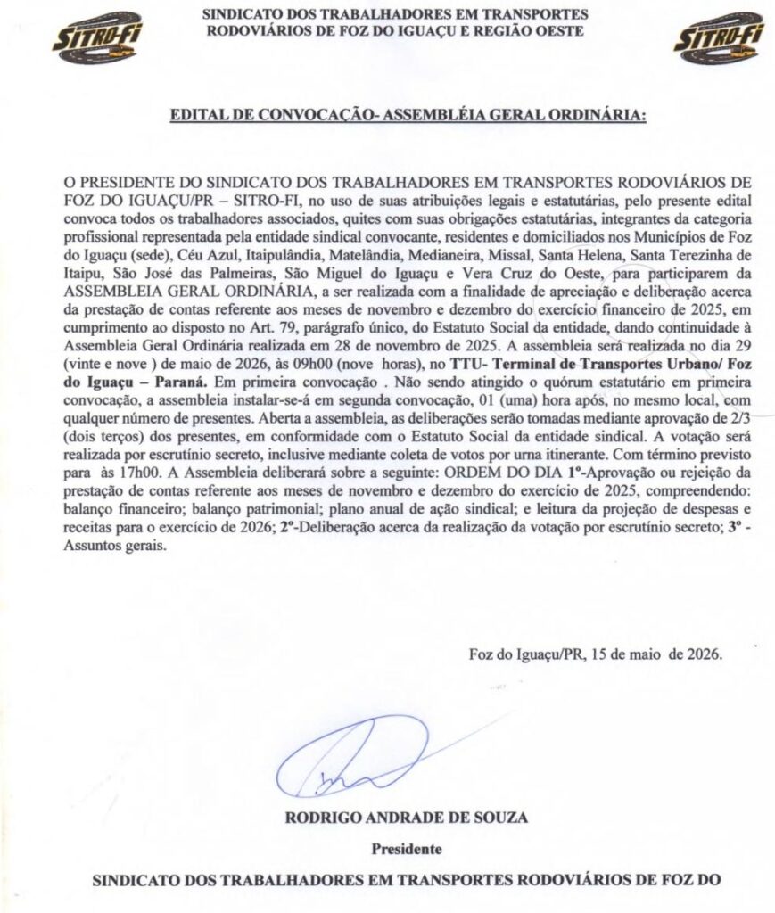 Assembleia de prestação de contas exercicio 2025